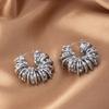 European and American Diamond Studded Spiral Wound Earrings with Spring Loops, Trendy Ear Buckles, Light Luxury and Cool Style E