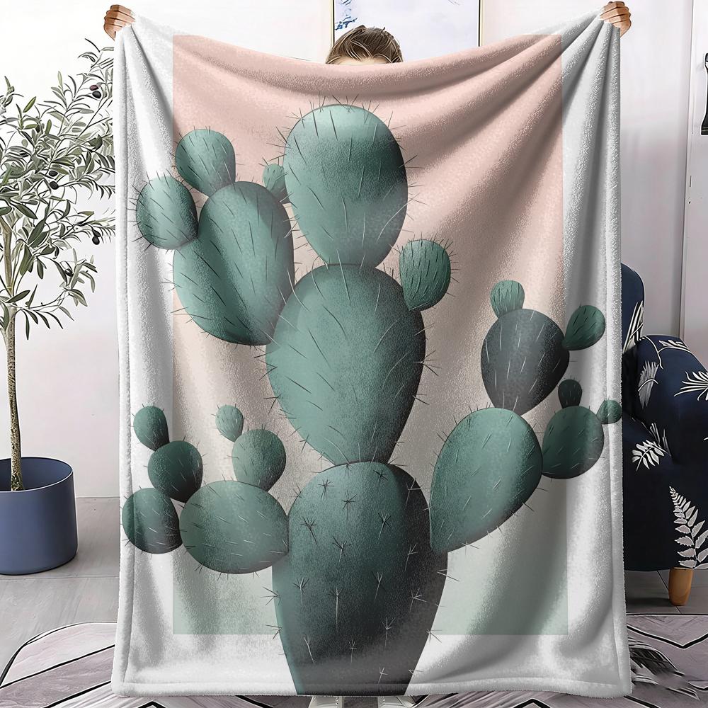 Cactus Throw Soft Flannel AC Blanket Lightweight Summer Nap Throw Cozy Blanket for Sofa Bed Travel Home