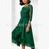 European and American New Lace Splicing Seven-quarter-sleeved Chiffon Irregular Hem Dress In Stock