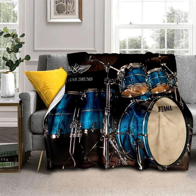 Music Instruments Drum Kit  Drum Set Blanket,Soft Throw Blanket for Home Bedroom Bed Sofa Picnic Travel Office Cover Blanket Kid