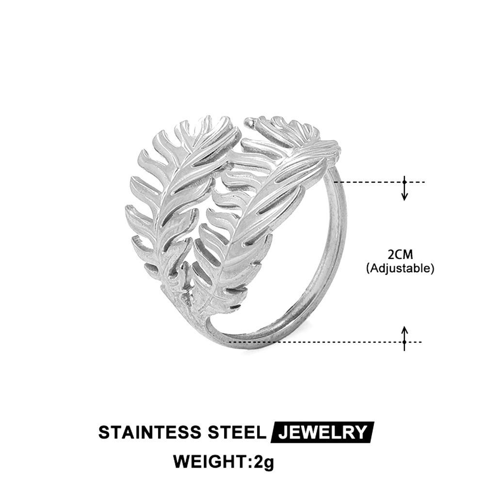 Leaf-shaped Adjustable Stainless Steel Titanium Ring – Colorfast Ins Style Niche Design