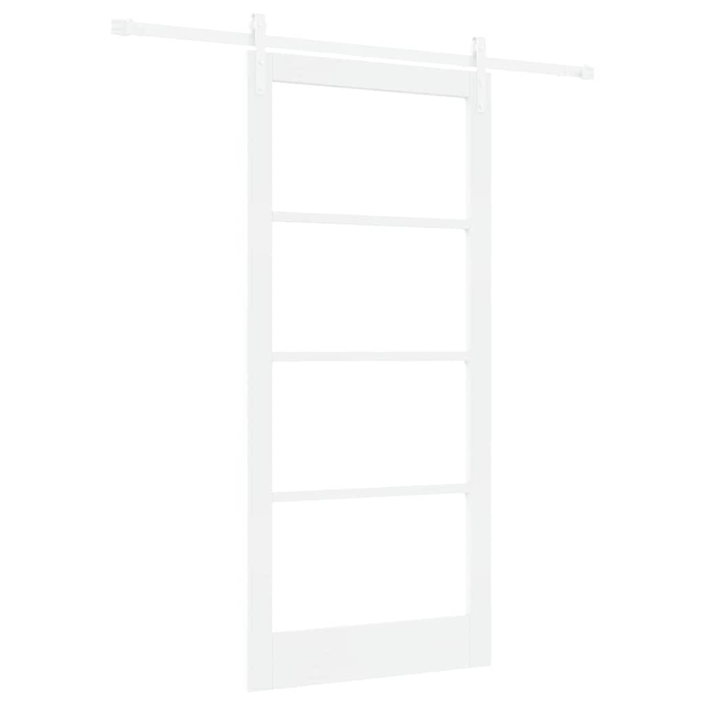ORKDAL Sliding Door White 93 X 202 Cm Solid Pine Wood and Glass