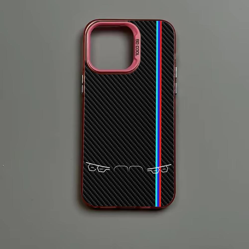 Cool Car Lights Carbon Fiber Pattern Phone Case Is Suitable for iPhone17 16 15 14 13 12 11ProMax Shockproof and Anti-fingerprint