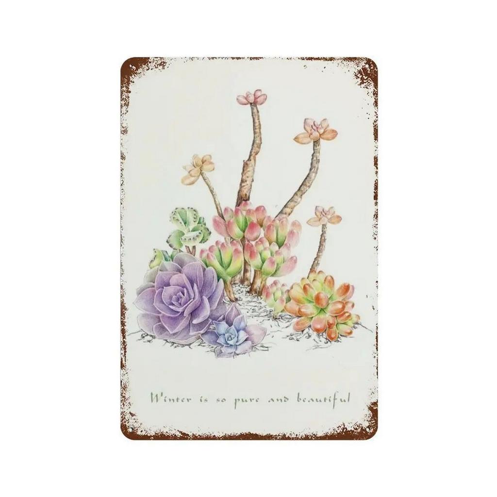 Welcome Metal Tin Signs Flowers Wall Decoration Plaque Vintage Art Poster Iron Painting for Man Cave Home Cafe Garden Club Bar