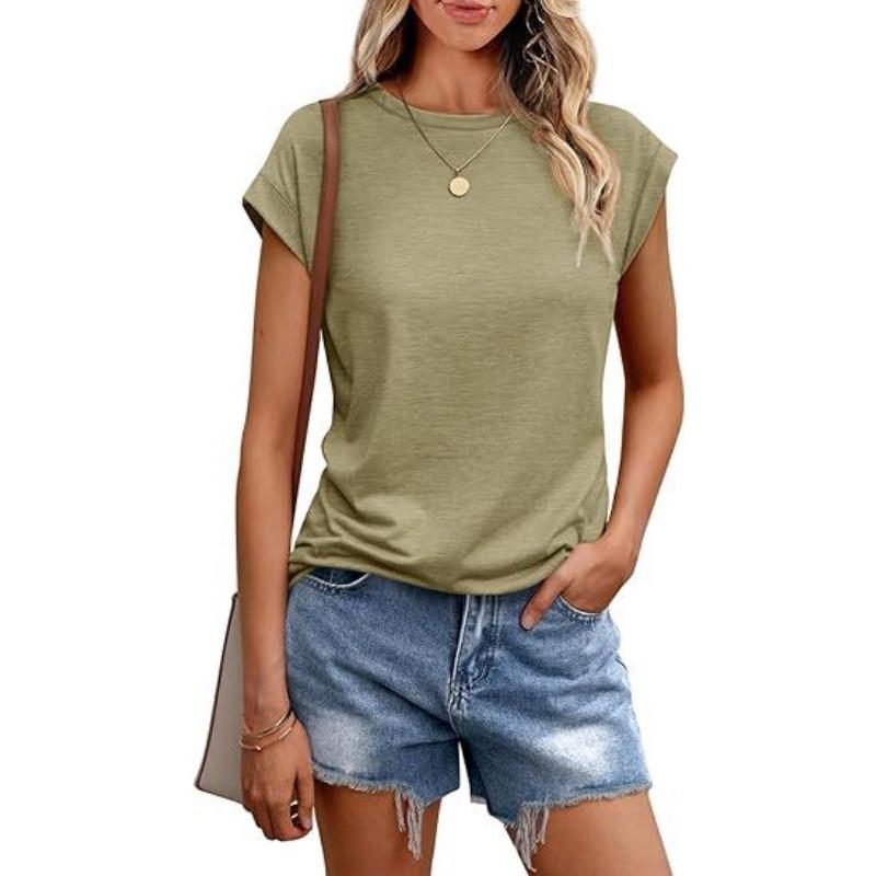 Damenweste Einfarbig Rundhals Kurzarm T-Shirt