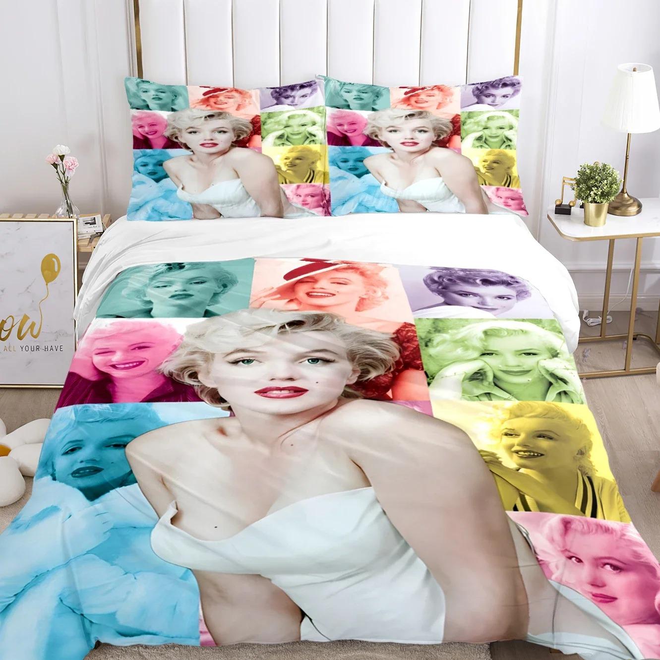 

Підковдра з Мерілін Монро, комплект постільної білизни Fear, м яка підковдра та наволочки для підлітків-хлопчиків, одномісне/двоспальне/королівське 135X200cm-2pcs