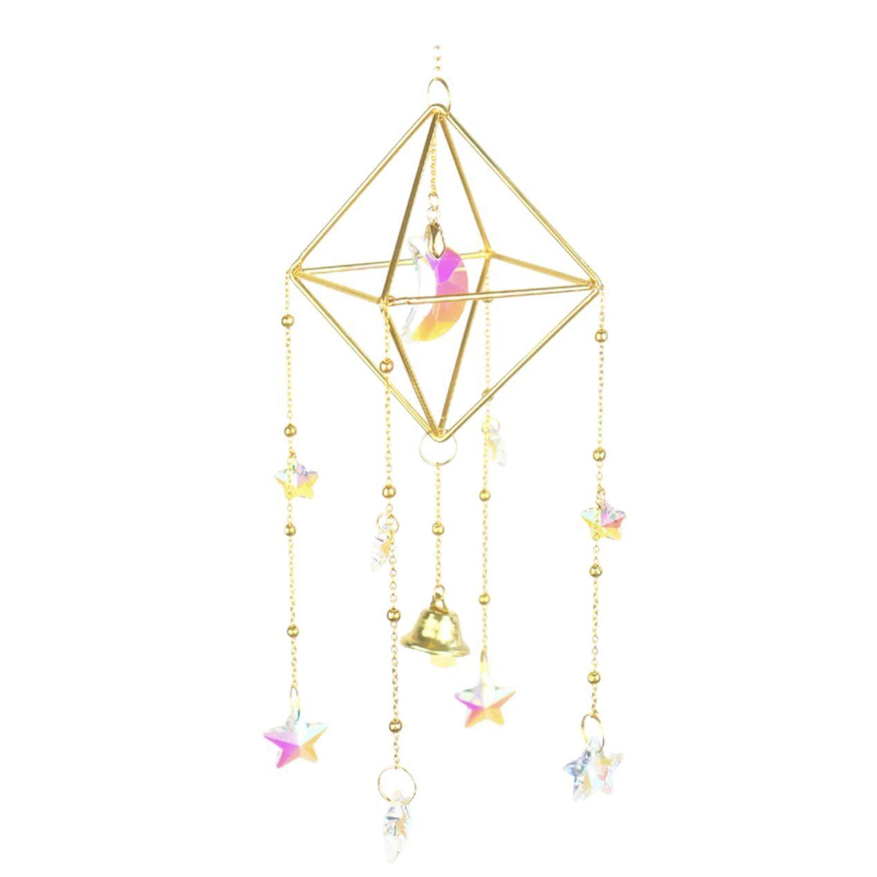 1 Pcs Moon Star Wind Bell Pendant Rainbow Prism Colorful Star Moon Dream Catcher Party Decor Hanging Wind Chime Outdoor Indoor
