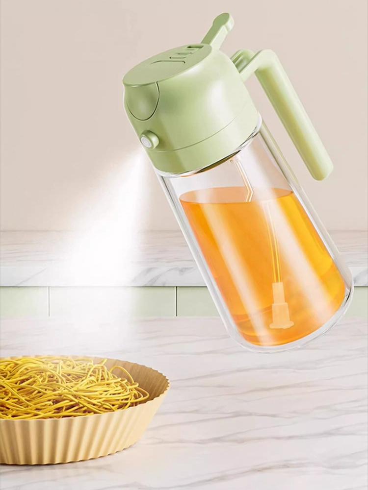 600ml Glass Spray Oil Sprayer Bottle 2 In 1 Spray Oil Dispenser Jar Kitchen BBQ Seasoning Container Dispenser Barbecue Cooking