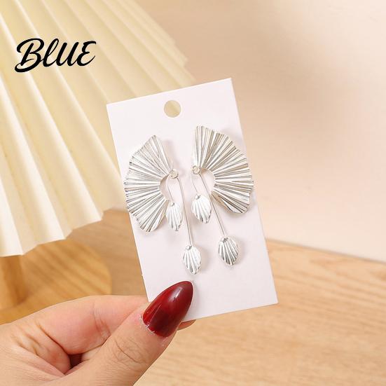 Comfortable Stylish Earrings Women Chunky Dangle Ginkgo Leaf Fan Shape