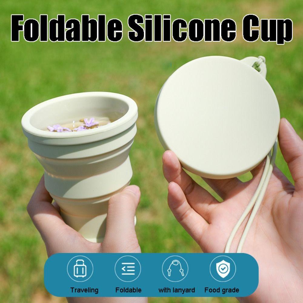 

Picnic Drinking Mug with Lid Travel Collapsible Cup Portable Folding Water Cup