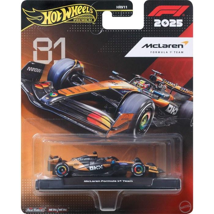 Hot Wheels 1/64 Scale Premium Diecast Formula 1 Collectible Toy Race Car with Real Rider Tires & Metal Body/Chassis, Multicolor, 1.0827
