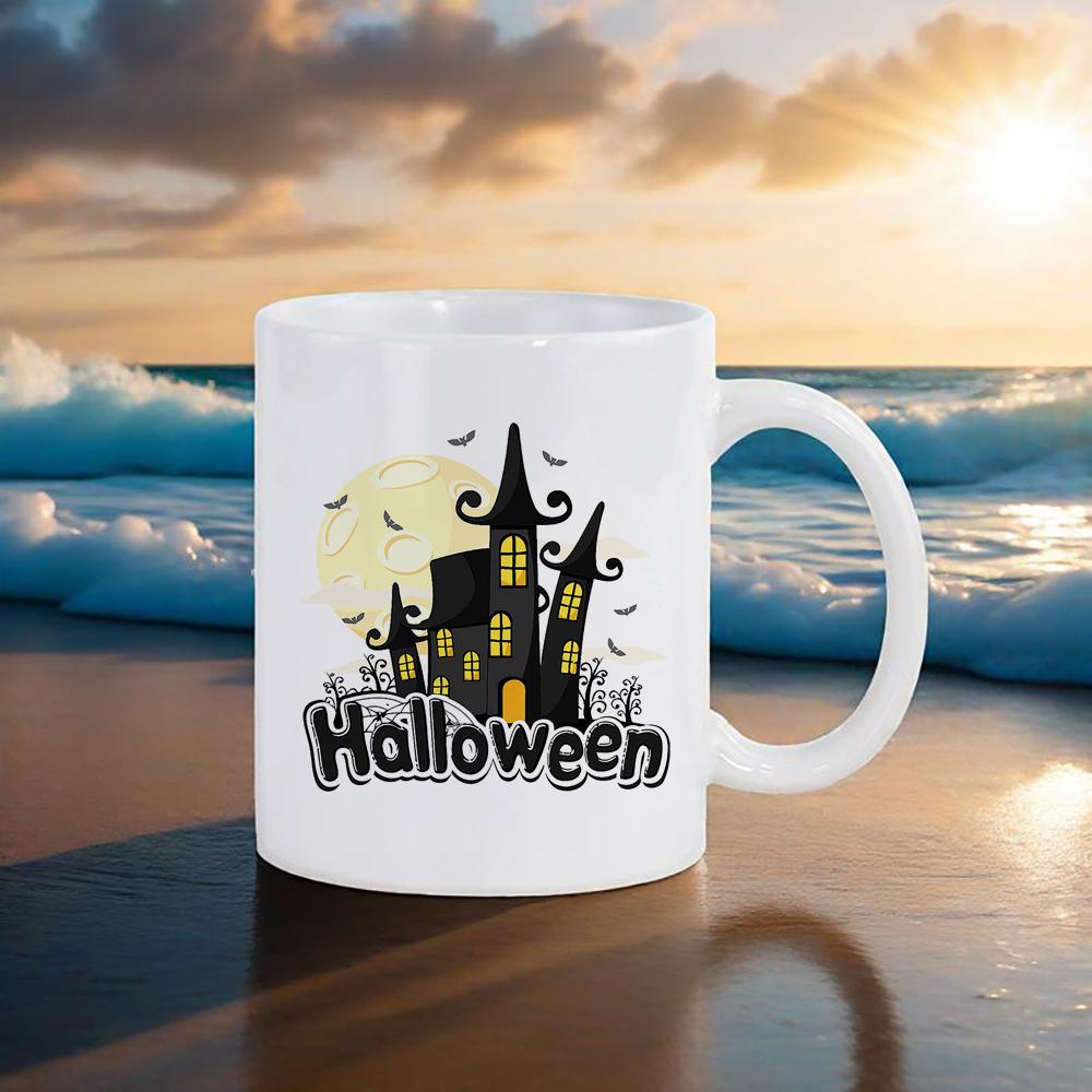 

Кружка на тему Хэллоуина с рисунком привидения и ведьмы, кофейная кружка, чашки для сока и колы с летучей мышью, 330 мл, креативный подарок для одноклассника, пивная кружка, кружки для чая 330ml