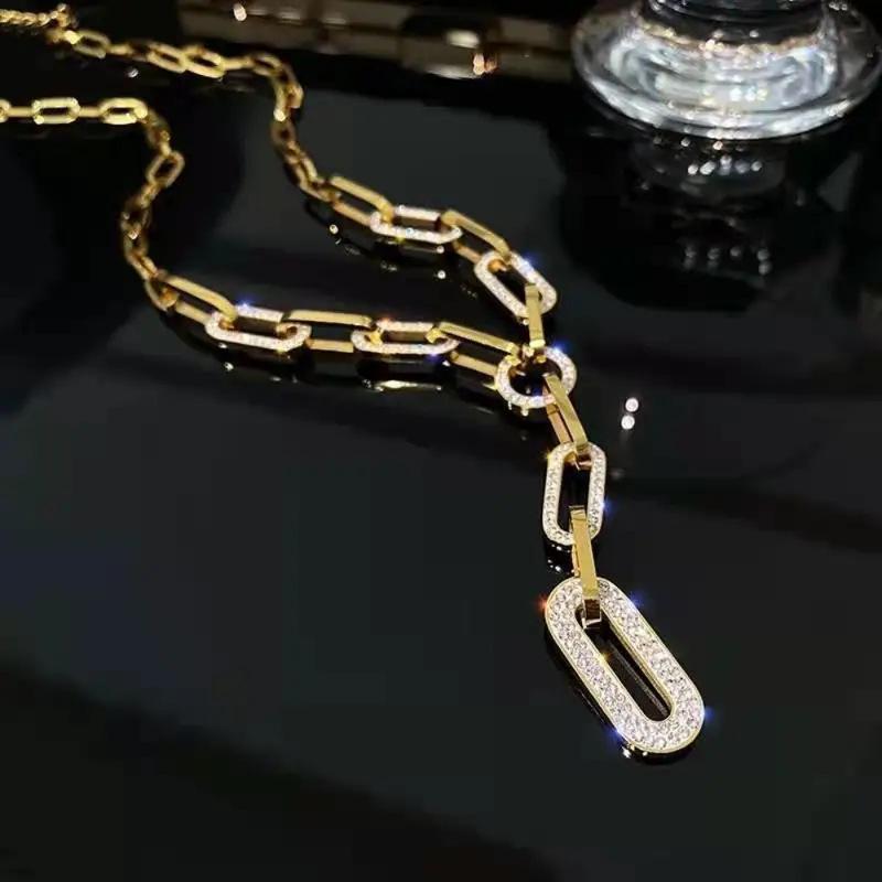 Exquisite Zircon Geometric Chain Light Luxury Sweater Necklace