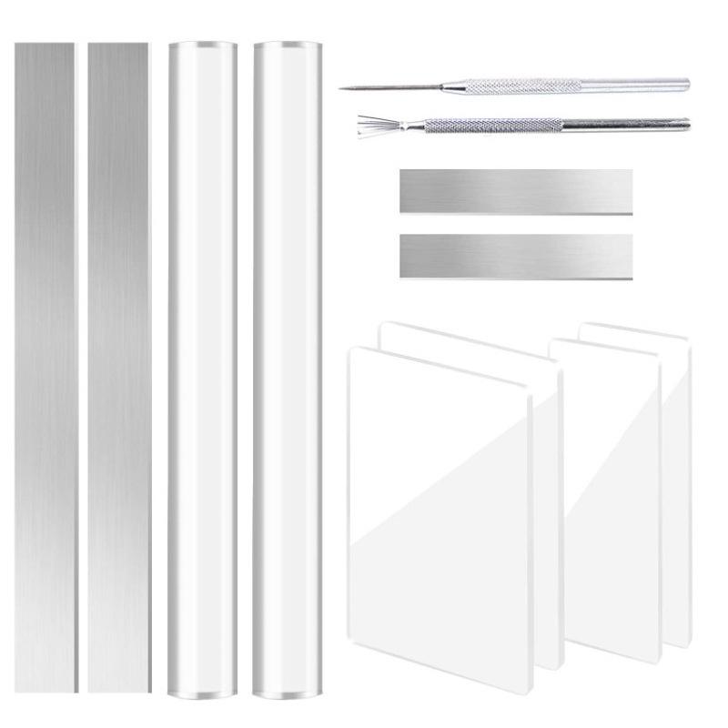 

12-Piece Clay Tool Set: Solid Stick, Pressing Board & Stainless Steel Blades for DIY Doll-Making