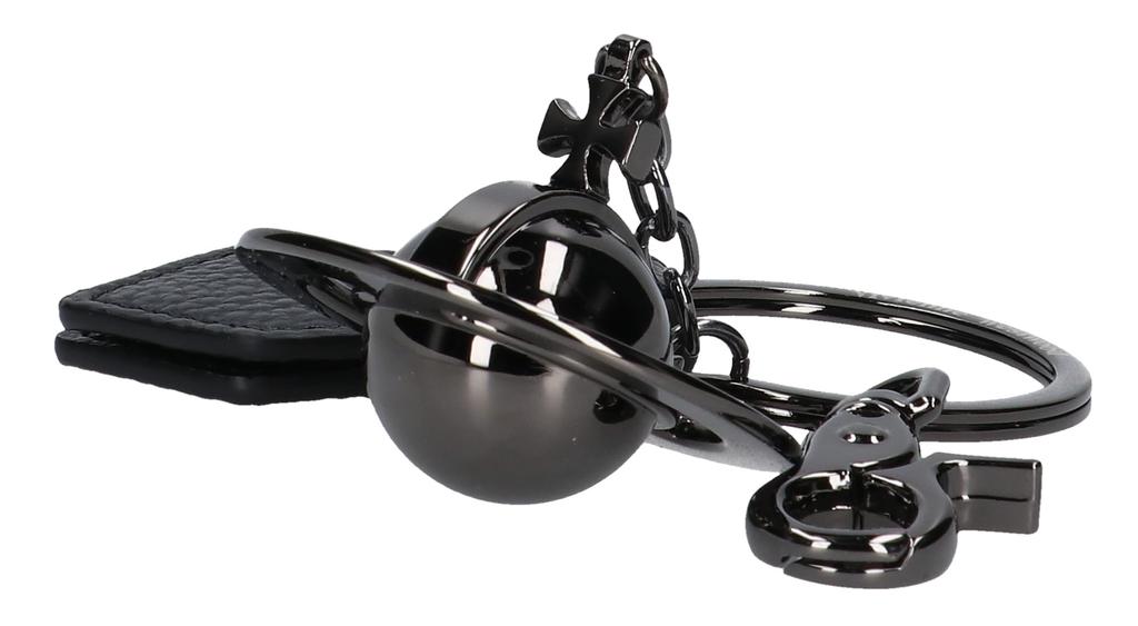 VIVIENNE WESTWOOD Key Ring GADGETS 3D ORB GUNMETAL 8203011IU OM0014 METAL N403 BLACK PU GRAIN [Used]