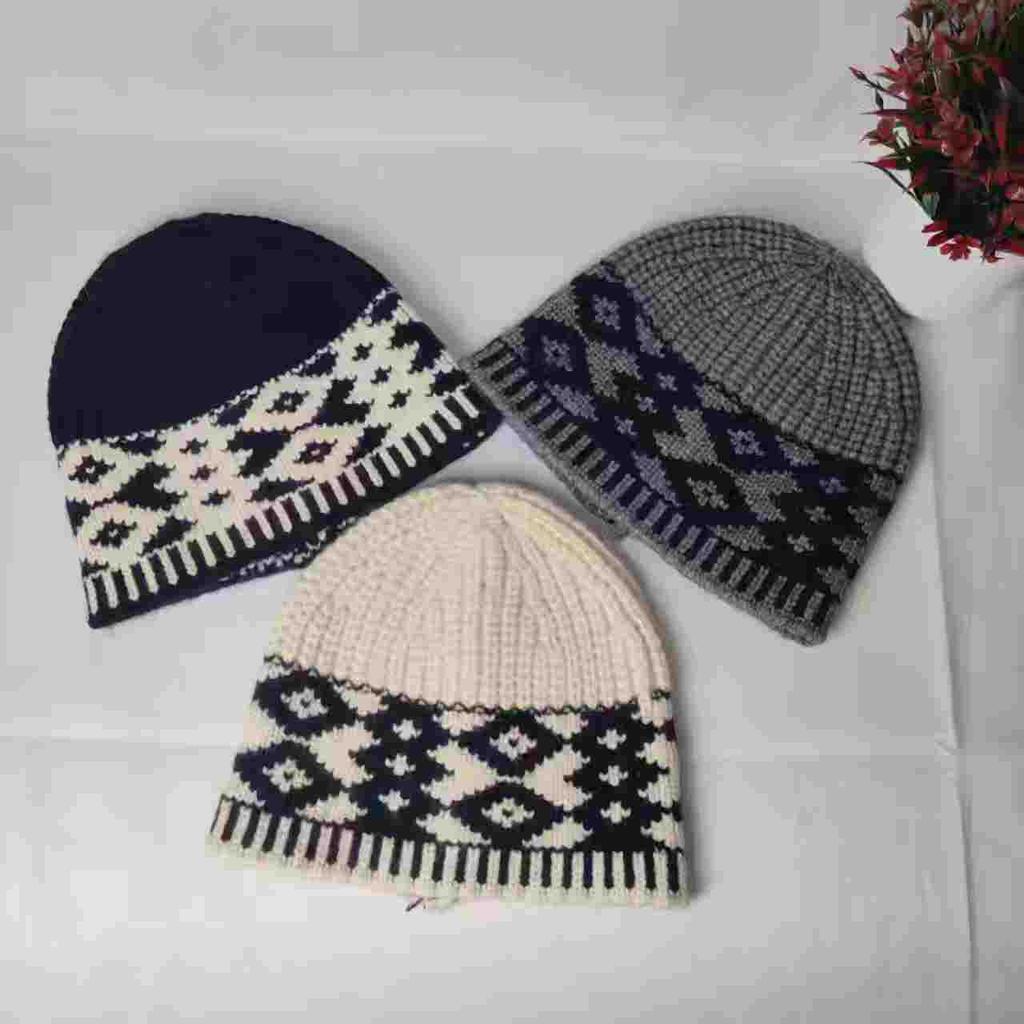 New retro wool hat couple autumn and winter designer diamond pattern color matching warm knitted hat cold hat