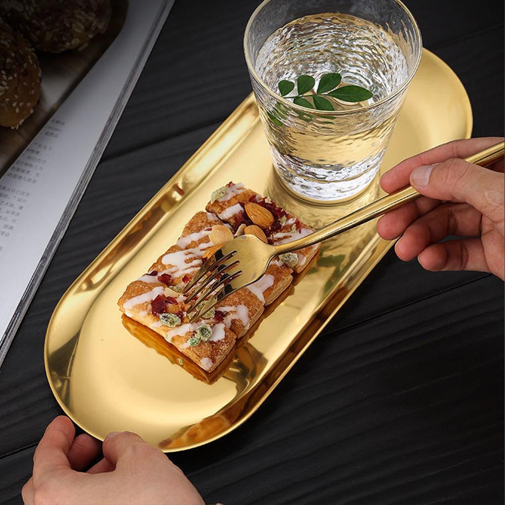 Plateau de Plaque de Grillade Ovale Acier Inoxydable Poli Miroir Plateau pour Rôtir la Viande Assiettes à Sushi Assiette à Fruits Plat à Dessert Pour Gâteau Dessert