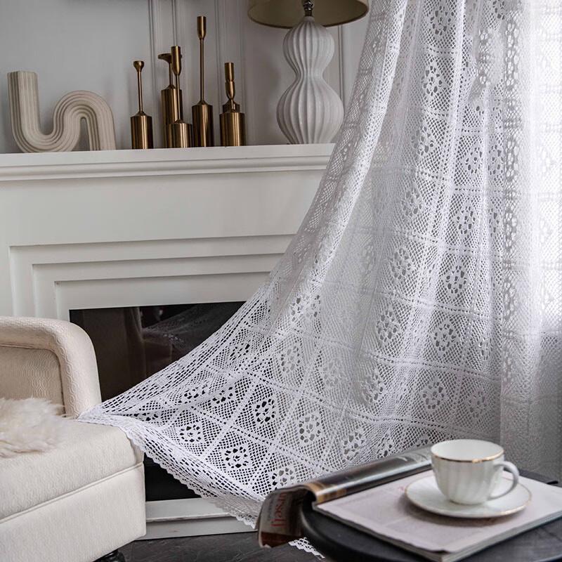 Винтажная прозрачная штора с карманом-рукавом, пэчворк, вязаная крючком