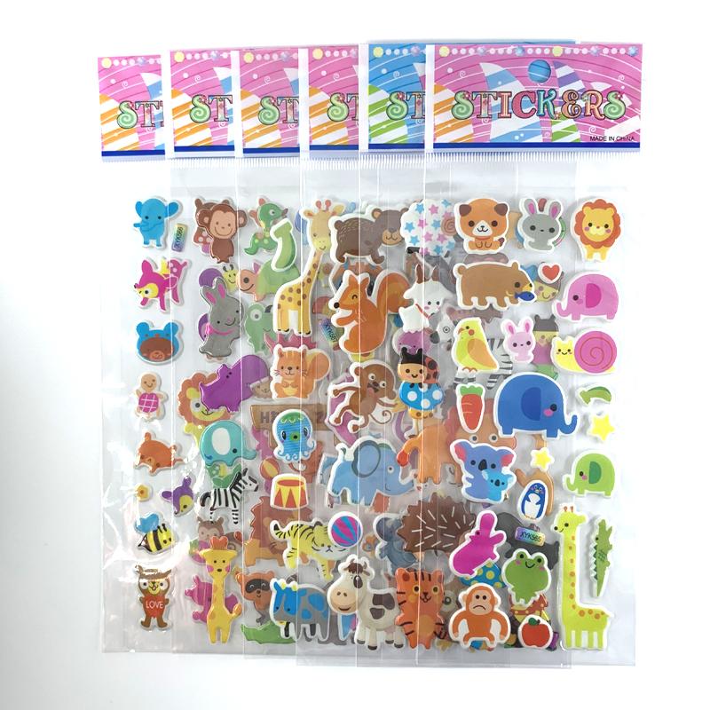 12 Sheetsset Cute Animal Mini 3D Sticker For Kids Boys Girls Diy Toy Scrapbooking Puffy Pvc Stickers Children'S Gift