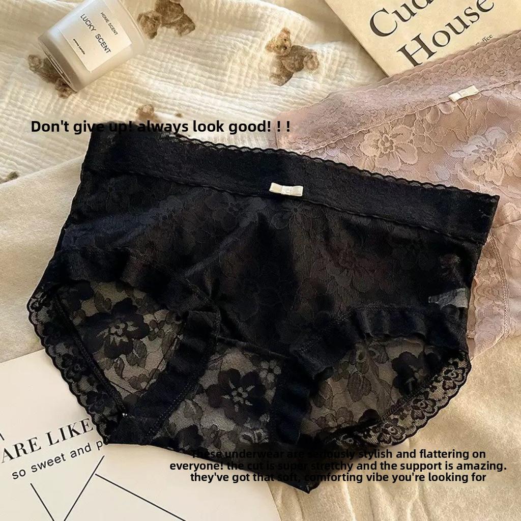 Damen Sommer Dünn Sexy Spitze Rand Hautfreundlich Atmungsaktiv Mittlere Taille Slips