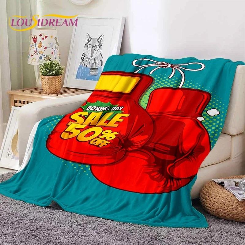 Cartoon Boxing Gloves Soft Flannel Throw Blanket for Picnic Bed Sofa Home Bedroom Gift Comfortable Cozy