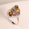 Mehrfarbiger Turmalin-Diopsid-natürlicher Edelstein-Ring-Ohrring-Schmuckset Damen edler Schmuck 925er Sterlingsilber Leichtes Luxusdesign