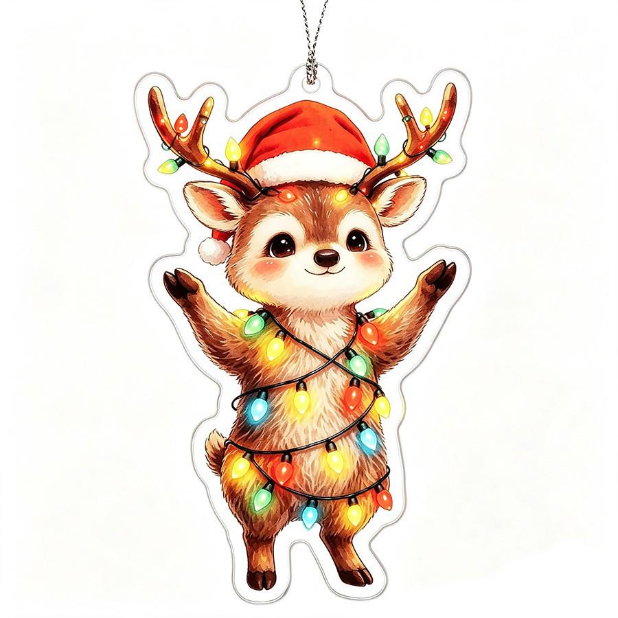 Acrylic Cat & Sloth Flat Christmas Tree Ornament Decorations