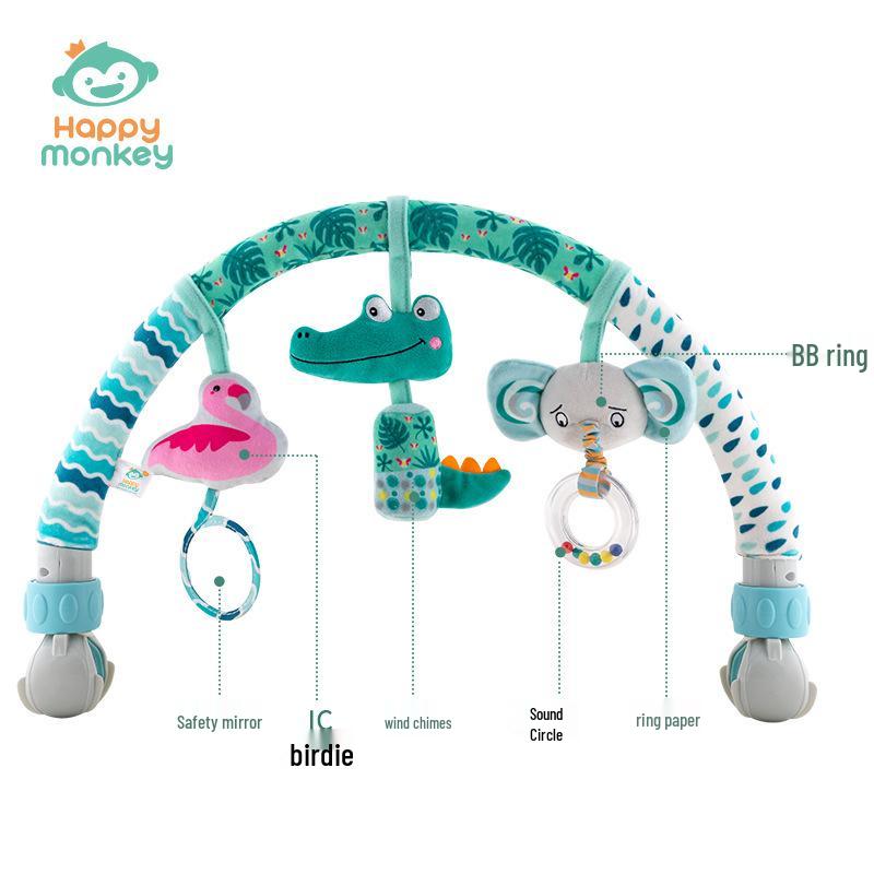 

Happy Monkey Newborn Clip-On Mobile Toy: Bed, Stroller, Car Clip & Rattle Ornament.