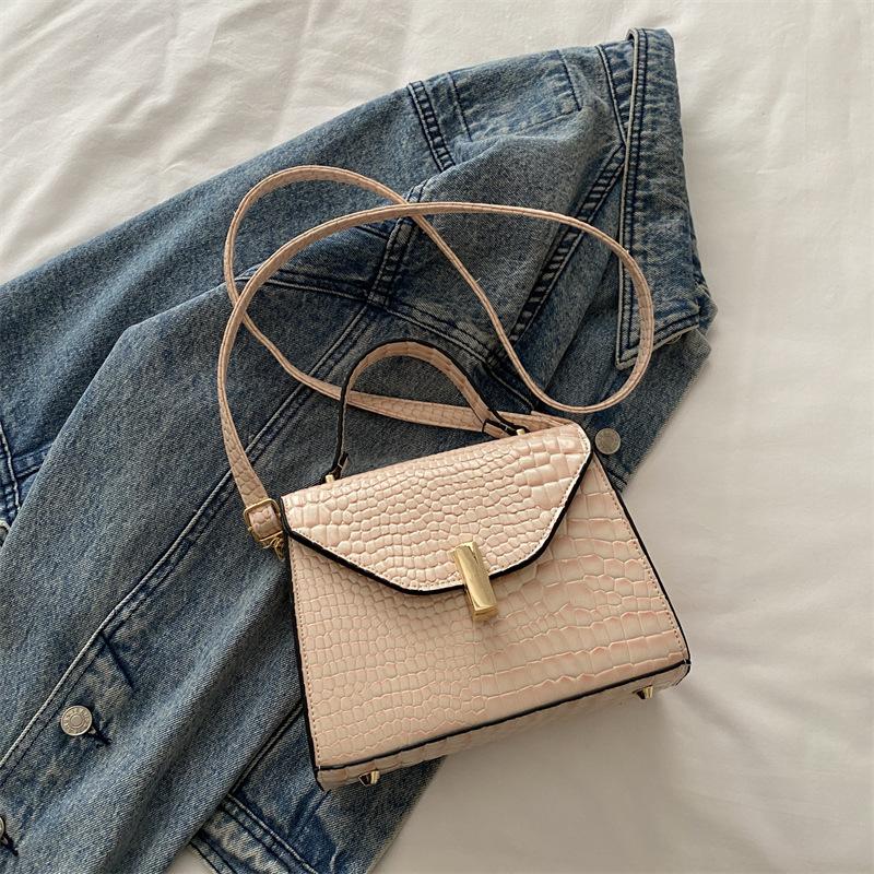 Stylish and atmospheric single shoulder portable lizard pattern texture women's square bag, European and American trendy and niche design bag women
