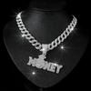 New Men's Full Diamond Chain Hip Hop Style Personalized English MONEY Pendant Necklace