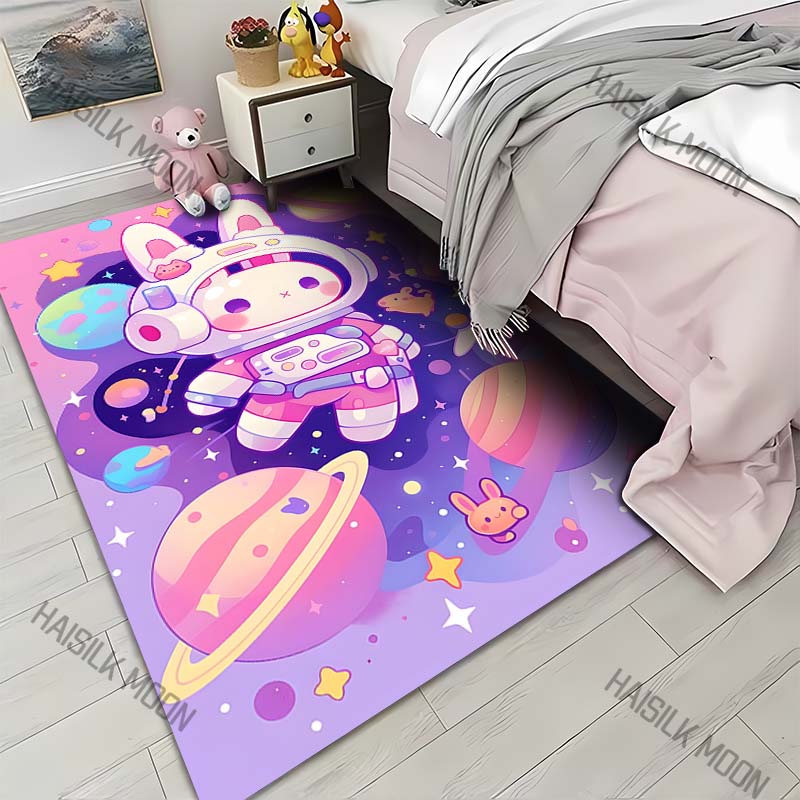 

Cartoon Bunny Astronaut Carpet for Living Room Bedroom Bedside Floor Mat Cloakroom Kids Activity Area Rugs Luxury Gifts 40x60cm