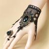 Gotisches Schwarzes Spitzenarmband und Ring Set Vintage Viktorianisches Punk Schmuck für Damen