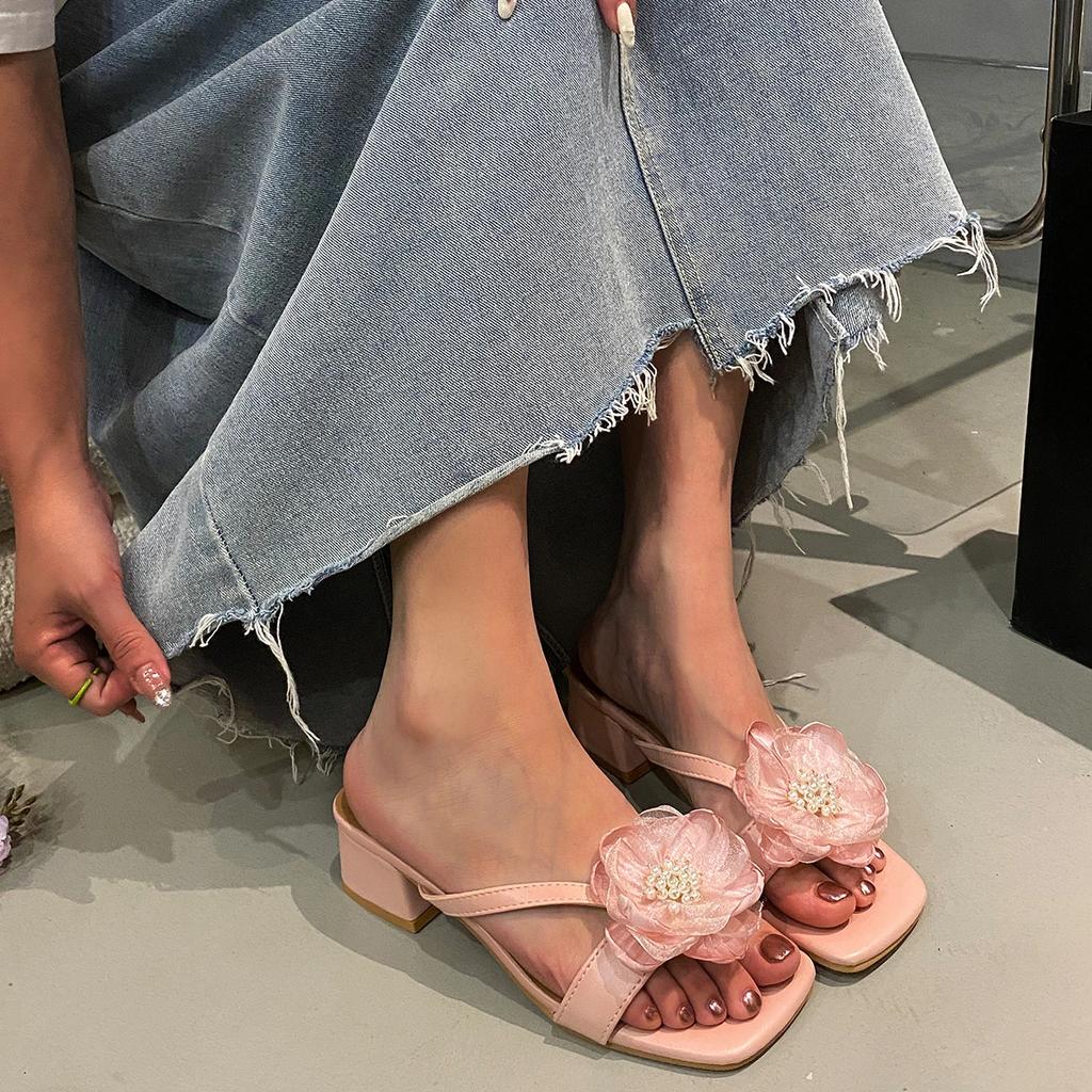 Fashion Women Sandals Elegant High Heels Peep Toe Sandals Flowers Party Casual Fashion Outdoor Dress Shoes for Women Sandalias De Mujer