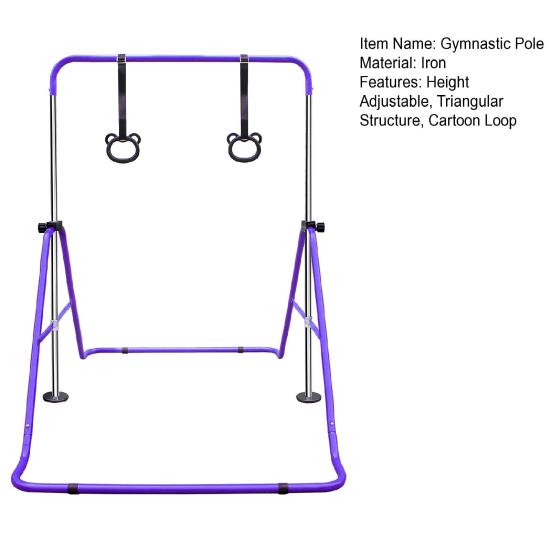 Indoor Gymnastic Pole Children Gymnastics Bar Height Adjustable from 88.9-129.54 Cm Convenient for Storage Rod Non-Slip Suitable Home/Outdoor