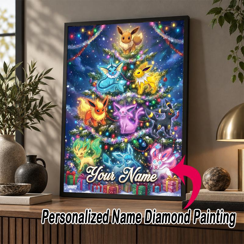 Personalized Eevee Evolutions Diamond Art Custom Name 5D Diamond Painting Full Drill DIY Craft