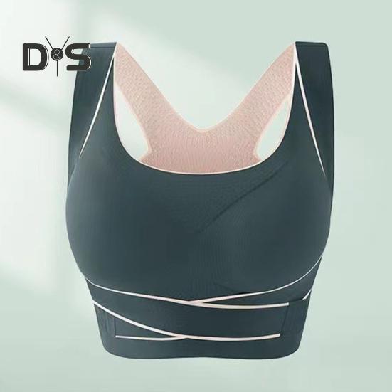 Damen-Sport-BH mit stoßfester Rückenkorrektur, elastischer Push-Up-BH mit Kreuzgurtverschluss, weich, atmungsaktiv, gepolstert, bügellos, Übergröße