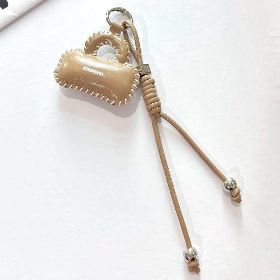 Leather Bag Pendant PU Leather Mini Bag Charm with Hand-Woven Rope