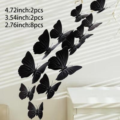 12Pcs 3D Butterfly Wall Decors Decorations Crafts Artwork Murals Art Decals Stickers for