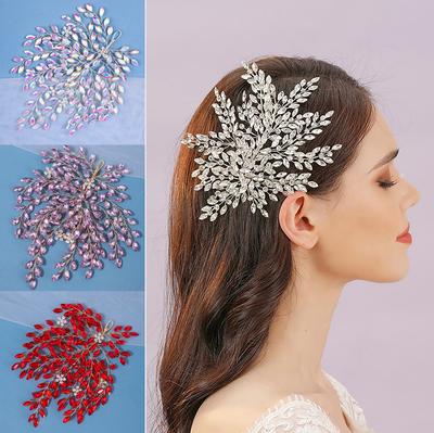 8 couleurs Luxe Cristal Strass Alliage Bandeau de Mariage Vintage Coiffe de Mariée Accessoires Pièce de Tête de Fête Faite Main