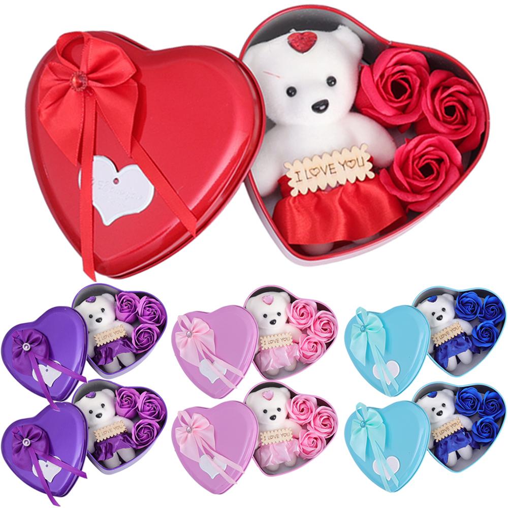 Bear Soap Rose Love Flower Gift Box Romantic Valentines Day Mother Day Gift Wedding Birthday Home Decoration Party Supplies