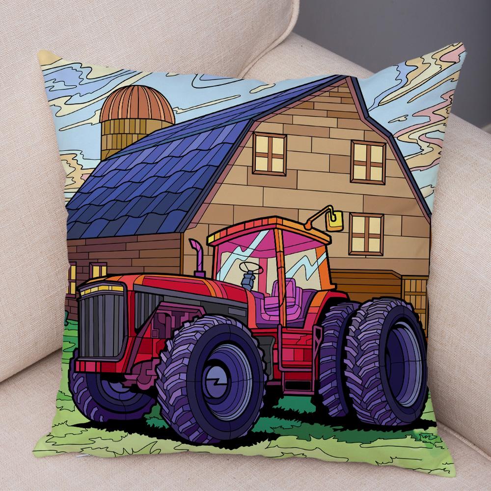 Cartoon Emblem Flower Printing Pattern Decorative Pillowcase Home Sofa Bedroom Car Room