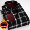 Winter Fleece Men's Warm Shirt Classic Plaid Thicken Slim Business Casual Long-sleeved Warm Office Plush Velvet Shirts Dress