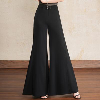Kadın Yüksek Bel Geniş Paça Pantolon – Dekoratif Tokalı Esnek Bel İspanyol Paça Pantolon (Beden 28-33)