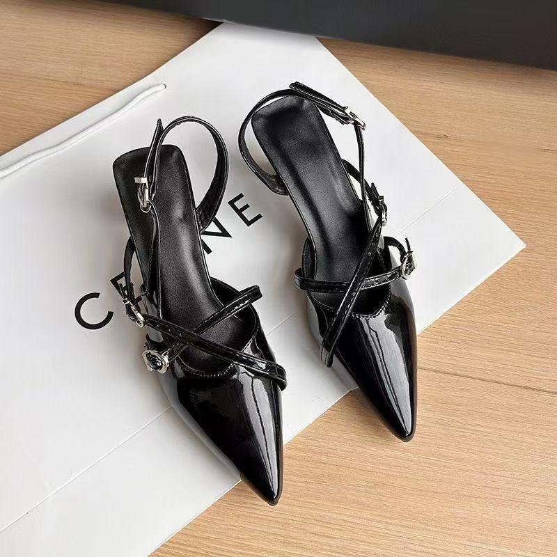 Fashion Womens's Patent Leather Shallow Mouth Pointed Stiletto  Versatile Elegant Fad Banquet Party Women's Bag Head Pumps Zapatos Mujer
