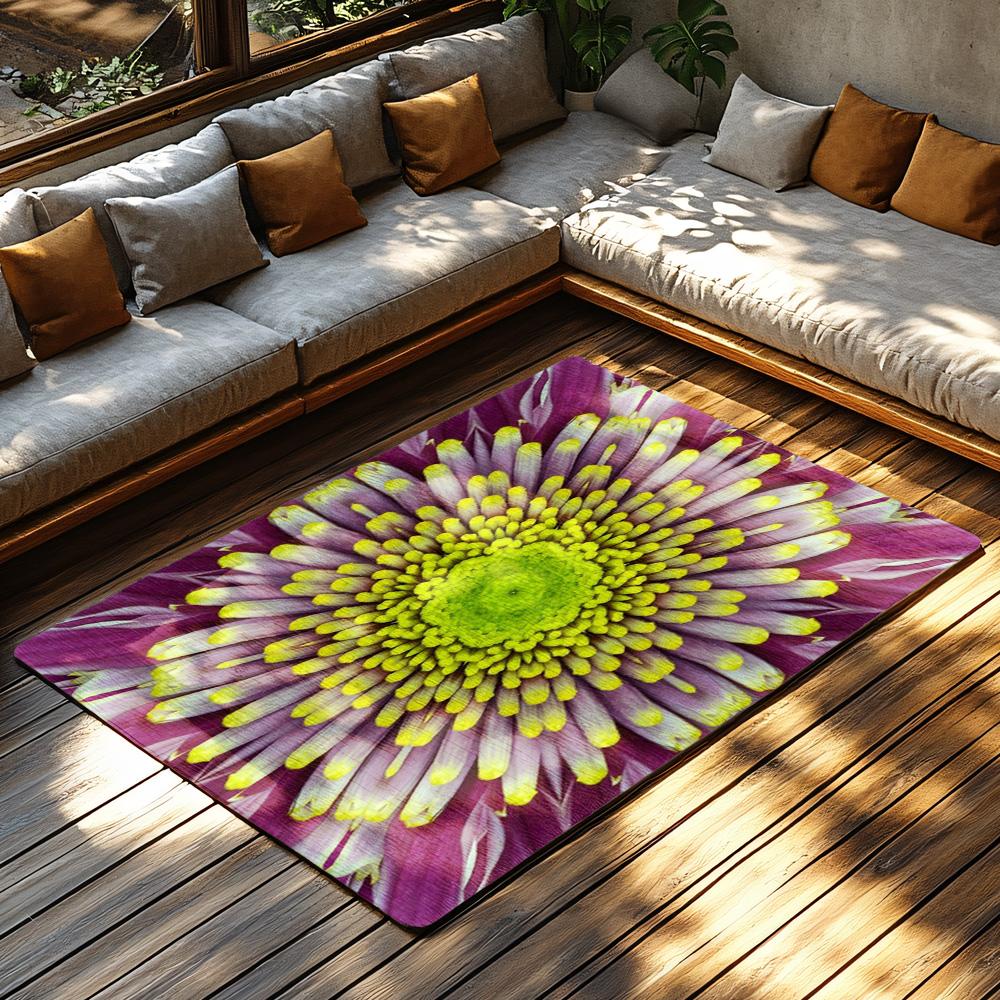 Tuniu Floral Daisy Pattern Rug Non-Slip Home Floor Carpet Mat for Living Room Bedroom