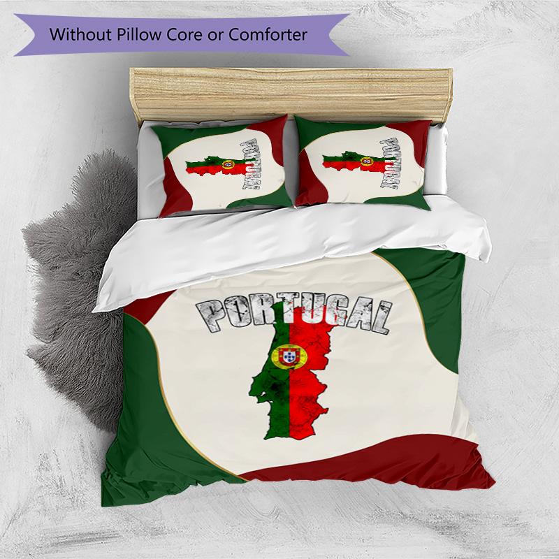 Set Biancheria da Letto Stampata Calcio Portogallo 3 Pezzi Set Copriletto Traspirante Accogliente come Regalo per la Casa Nuova o per le Feste