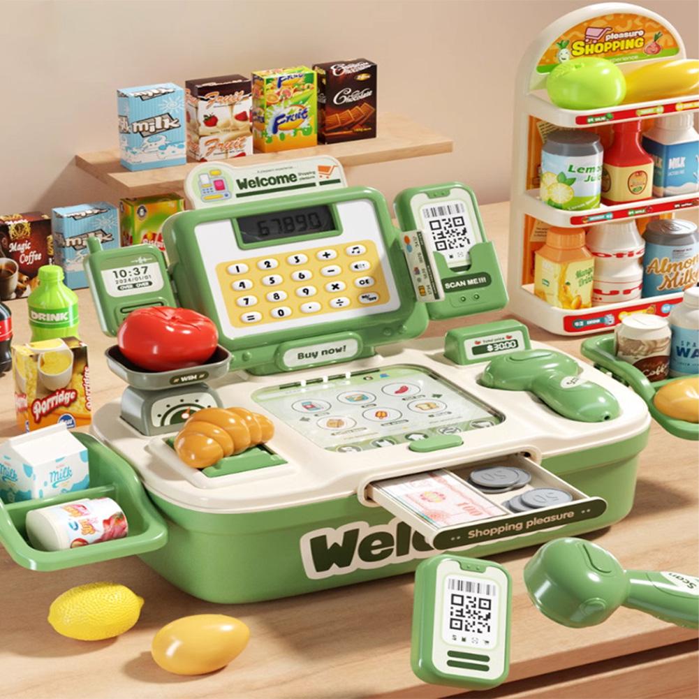 Cash Register Interactive Toy For Kids Simulated Checkout Counter Pretend Play Toys With Lights And Music Gifts For Boys Girls