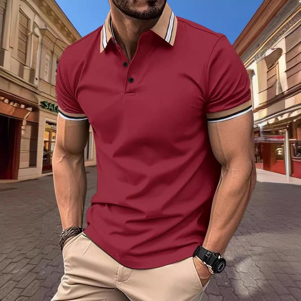 Men's Summer Casual Sports Solid Color Short Sleeved Polo Shirt
