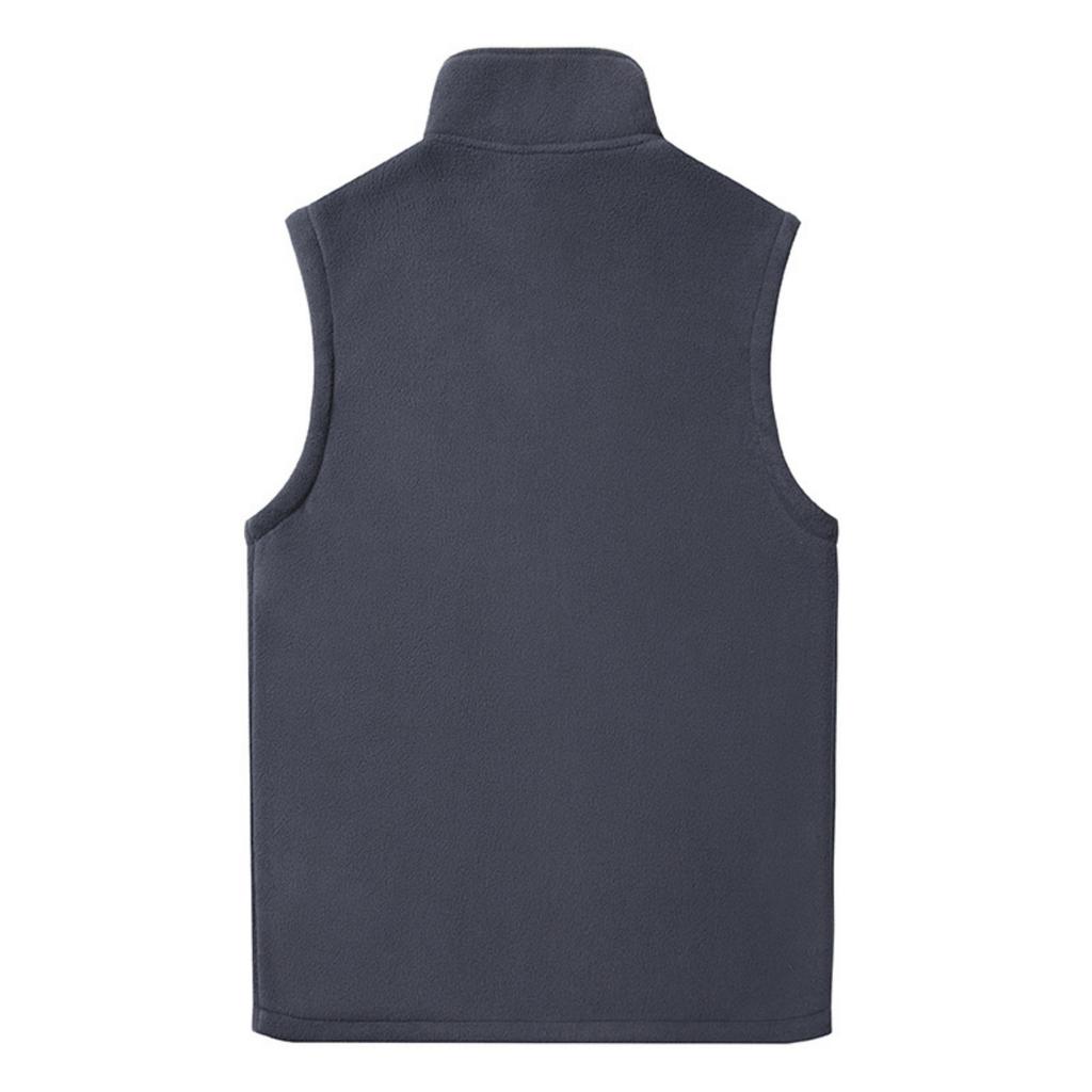 Men's Casual Solid Color Double-sided Fleece Zipper Vest, Men's Stand-up Collar Fleece Vest