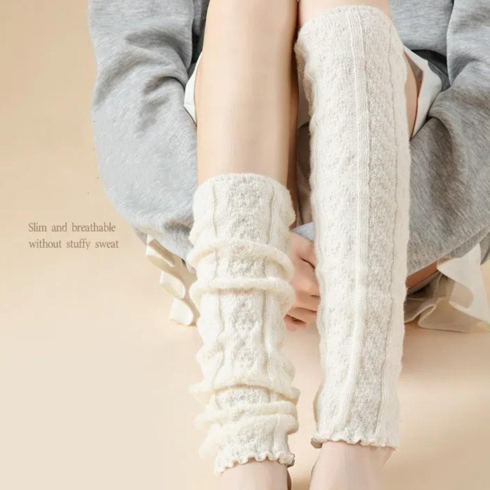 Solid Color Knitted Leg Warmers Y2K Women's Leg Socks New Boot Cuffs Leggings  Winter